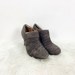 Clarks Artisan 9 M Womens Brown Suede Rouched Heeled Ankle Booties